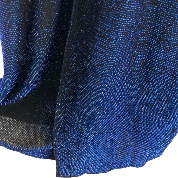 Zara Shimmery Black and Blue Surplice Dress - Picture 5 of 6